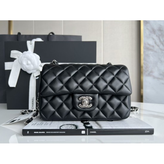 Authentic & Pre-Owned · Excellent Condition-CHANEL Classic Flap Small 23cm – Black Lambskin with Silver-Tone Hardware – Full Set