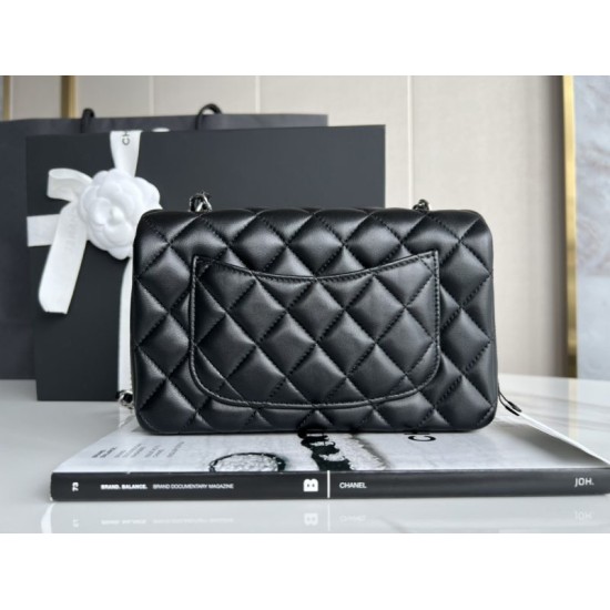 Authentic & Pre-Owned · Excellent Condition-CHANEL Classic Flap Small 23cm – Black Lambskin with Silver-Tone Hardware – Full Set