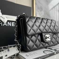Authentic & Pre-Owned · Excellent Condition-CHANEL Classic Flap Small 23cm – Black Lambskin with Silver-Tone Hardware – Full Set