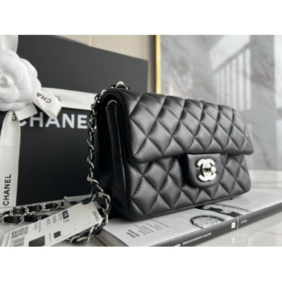 Authentic & Pre-Owned · Excellent Condition-CHANEL Classic Flap Small 23cm – Black Lambskin with Silver-Tone Hardware – Full Set