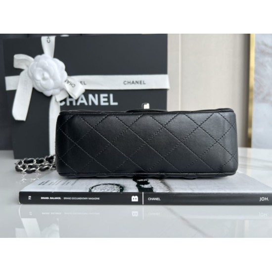 Authentic & Pre-Owned · Excellent Condition-CHANEL Classic Flap Small 23cm – Black Lambskin with Silver-Tone Hardware – Full Set