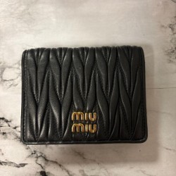 Miu Miu Black Matelassé Bifold Wallet
