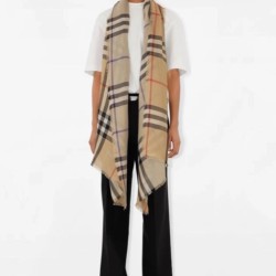 Burberry Reversible Check Wool Silk Scarf