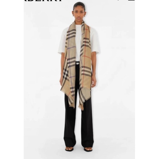 Burberry Reversible Check Wool Silk Scarf