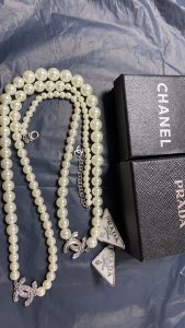 Diamond Silver Pearls Sweater Chain Necklace CCXL-9120031 photo review