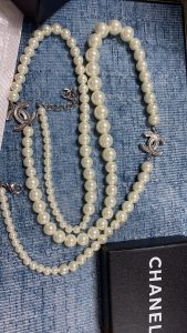 Diamond Silver Pearls Sweater Chain Necklace CCXL-9120031 photo review