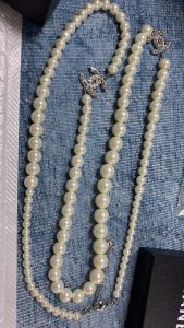 Diamond Silver Pearls Sweater Chain Necklace CCXL-9120031 photo review