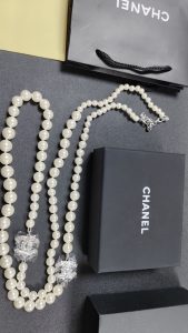 Diamond Silver Pearls Sweater Chain Necklace CCXL-9120031 photo review