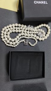 Diamond Silver Pearls Sweater Chain Necklace CCXL-9120031 photo review