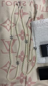 Diamond Silver Pearls Sweater Chain Necklace CCXL-9120031 photo review
