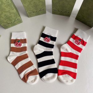 Set of 3 Pairs of Cotton Anti-bacterial Crew Socks WZ-924000161