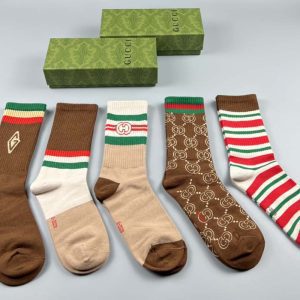 Set of 5 Pairs of Cotton Anti-bacterial Crew Socks WZ-924000167