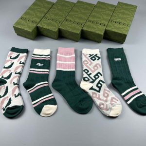 Set of 5 Pairs of Cotton Anti-bacterial Crew Socks WZ-924000172