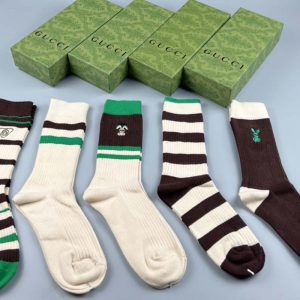 Set of 5 Pairs of Cotton Anti-bacterial Crew Socks WZ-924000174