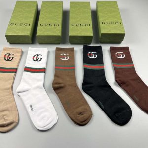 Set of 5 Pairs of Cotton Anti-bacterial Crew Socks WZ-924000183