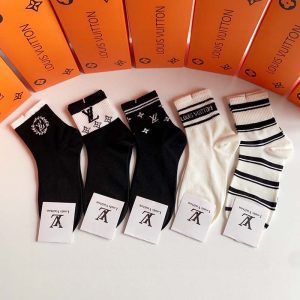 Set of 5 Pairs of Cotton Breathable Crew Socks WZ-924000241