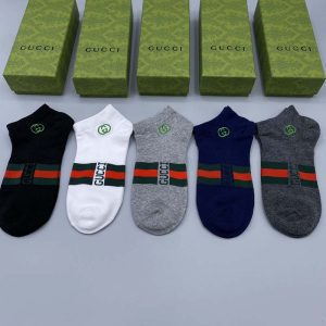 Set of 5 Pairs of Cotton Anti-bacterial  Ankle Socks WZ-924000138