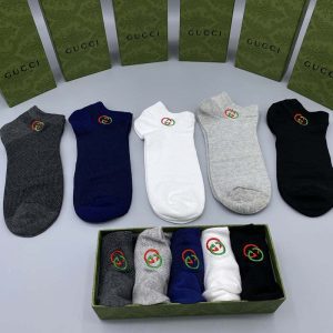 Set of 5 Pairs of Cotton Anti-bacterial  Ankle Socks WZ-924000139