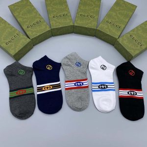 Set of 5 Pairs of Cotton Anti-bacterial  Ankle Socks WZ-924000142