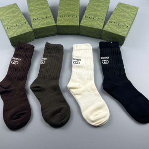 Set of 4 Pairs of Cotton Anti-bacterial Crew Socks WZ-924000147