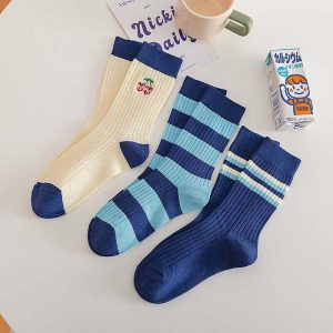 Set of 3 Pairs of Cotton Anti-bacterial Crew Socks WZ-924000156