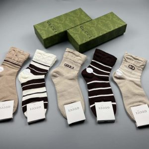 Set of 5 Pairs of Cotton Anti-bacterial Crew Socks WZ-924000166