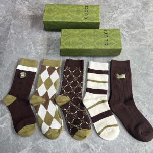 Set of 5 Pairs of Cotton Anti-bacterial Crew Socks WZ-924000170