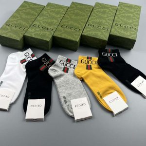 Set of 5 Pairs of Cotton Anti-bacterial  Ankle Socks WZ-924000136