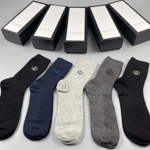 Set of 5 Pairs of Cotton Anti-bacterial Crew Socks WZ-924000175