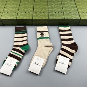 Set of 3 Pairs of Cotton Anti-bacterial Crew Socks WZ-924000146