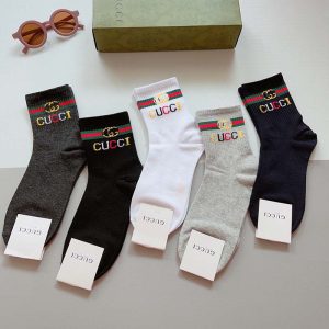 Set of 5 Pairs of Cotton Anti-bacterial Crew Socks WZ-924000162