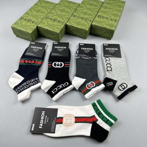 Set of 5 Pairs of Cotton Anti-bacterial  Ankle Socks WZ-924000135