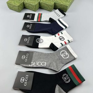 Set of 5 Pairs of Cotton Anti-bacterial Crew Socks WZ-924000149