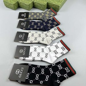 Set of 5 Pairs of Cotton Anti-bacterial Crew Socks WZ-924000150