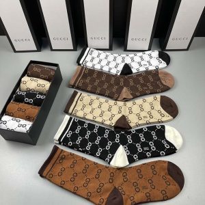 Set of 5 Pairs of Cotton Anti-bacterial Crew Socks WZ-924000160