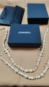 Fashion Top Quality Diamonds Golden 106cm Pearls Sweater Chain Necklace with extension chain CCXL-91200126 photo review