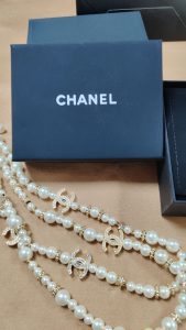 Fashion Top Quality Diamonds Golden 106cm Pearls Sweater Chain Necklace with extension chain CCXL-91200126 photo review