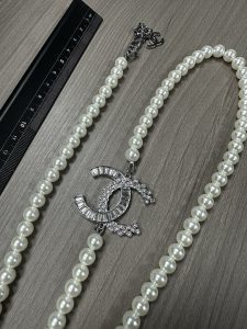 Fashion Top quality Full Pearls Silver Sweater Chain Necklace CCXL-91200118 photo review