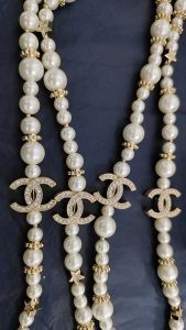 Fashion Top Quality Diamonds Golden 106cm Pearls Sweater Chain Necklace with extension chain CCXL-91200126 photo review