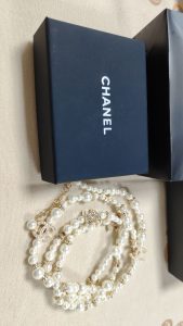 Fashion Top Quality Diamonds Golden 106cm Pearls Sweater Chain Necklace with extension chain CCXL-91200126 photo review