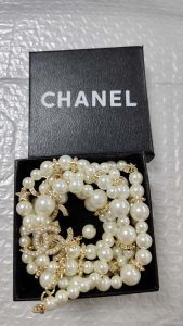 Fashion Top Quality Diamonds Golden 106cm Pearls Sweater Chain Necklace with extension chain CCXL-91200126 photo review