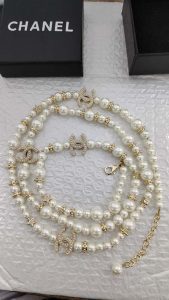 Fashion Top Quality Diamonds Golden 106cm Pearls Sweater Chain Necklace with extension chain CCXL-91200126 photo review
