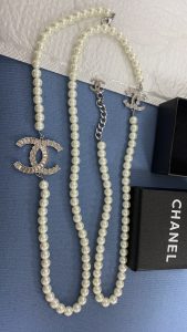 Fashion Top quality Full Pearls Silver Sweater Chain Necklace CCXL-91200118 photo review
