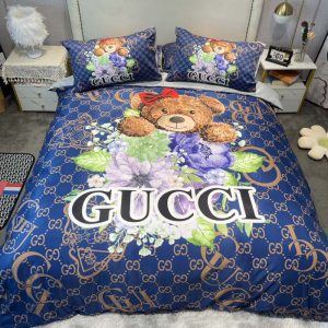 Fashion Washable Silk Digital Bear Bedding Sets(1 Quilt,1 Sham,2 pillow cases)SJT-986078