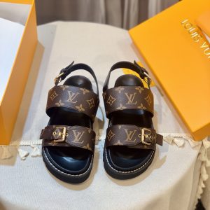 Vintage Leather Brown Adjustable Sandals with open toe LX-872074