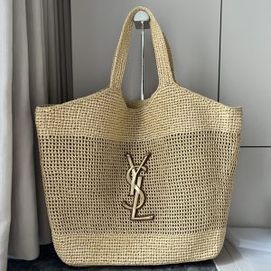 21.7"x16.9"x7.9"  Weave Cut-out Tote bag With small bag TT-873003