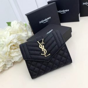 Fashion 4.9"x3.9"x1.0" Black Leather Wallet QB-927016