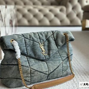 2 Colors Big:14.2"x9.8" Small:11.4"x7.9" Chains strap Denim Woman's Handbag BB-921106