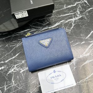 Fashion 3.9"x3.5"x0.8" Blue Leather Wallet QB-927071