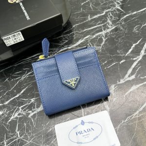 Fashion 3.9"x3.5"x0.8" Great quality Blue Leather Wallet QB-927078